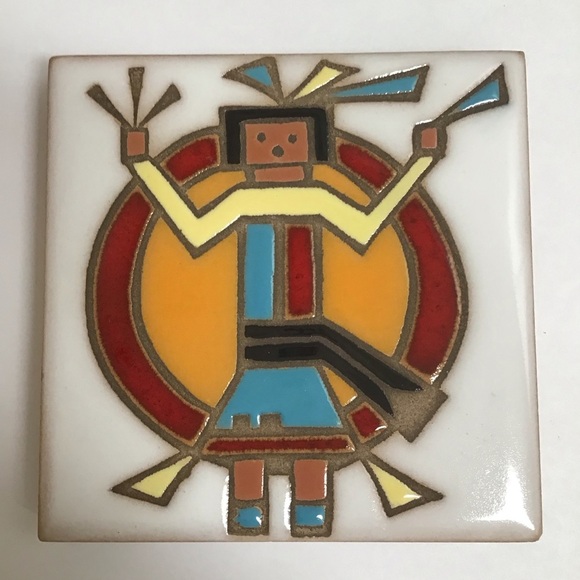 Southwest Native American Tile Mag Mor Studios 4x4" Wall Art Coaster NM Vintage - Picture 1 of 10